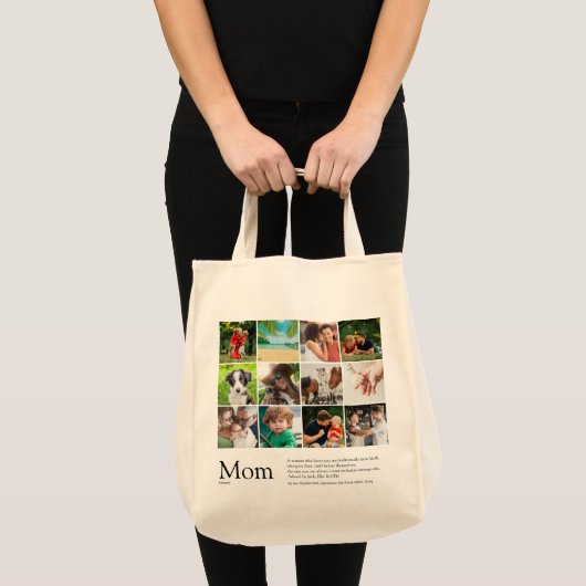 Moeder Definitie Modern 12 Foto Collage Tote Bag (Voorkant (product))