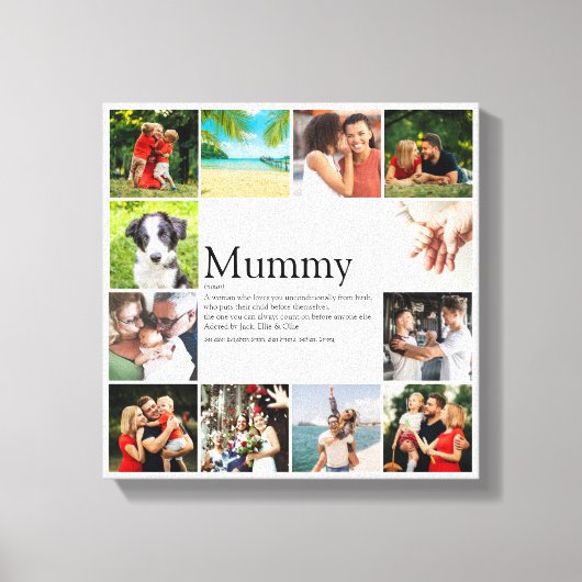 Moeder Definitie Quote Fotocollage Canvas Afdruk (Voorkant)