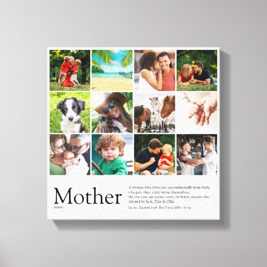 Moeder Definitie Quote Fotocollage Canvas Afdruk (Voorkant)