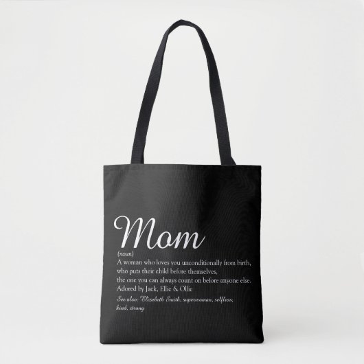Moeder definitie script het beste ooit tote bag (Voorkant)