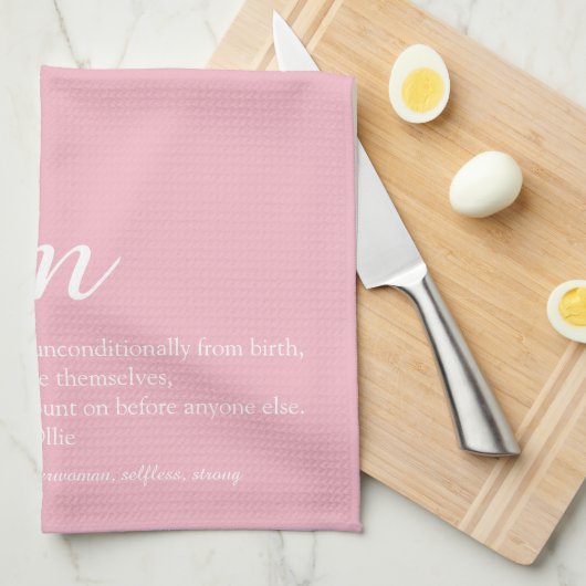 Moeder definitie script roze theedoek (Quarter Fold)