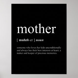 Moeder Definition Black Poster