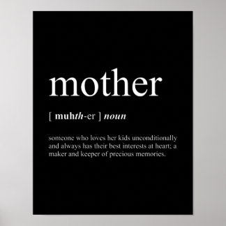 Moeder Definition Black Poster