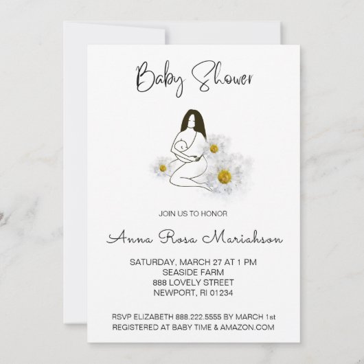 ** Moeder die Baby Daisy Flower Baby shower vastho Kaart (Achterkant)