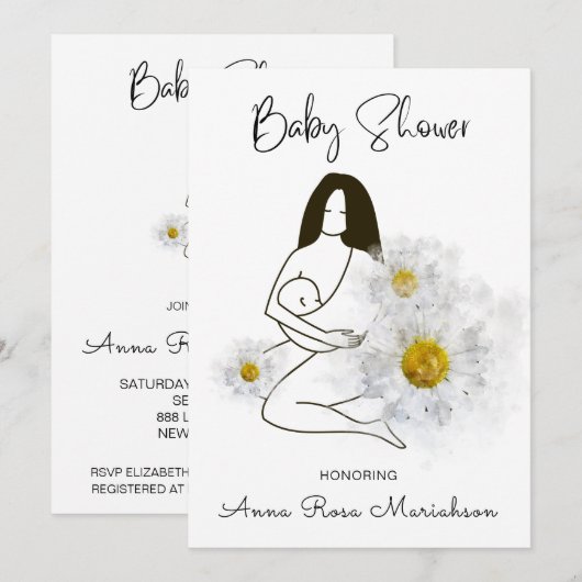 ** Moeder die Baby Daisy Flower Baby shower vastho Kaart (Voorkant / Achterkant)