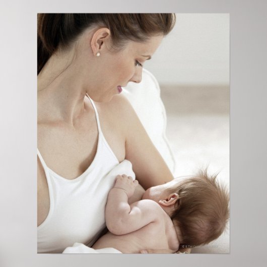 Moeder die borstvoeding geeft baby 2 poster (Voorkant)
