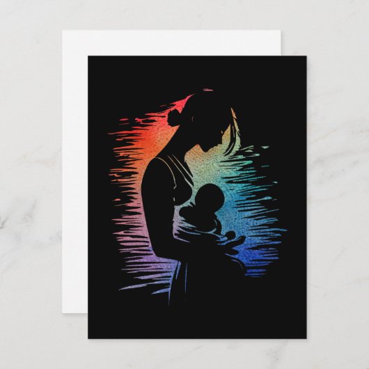 Moeder die haar baby draagt, moeder en haar baby s feestdagenkaart (Voorkant / Achterkant)