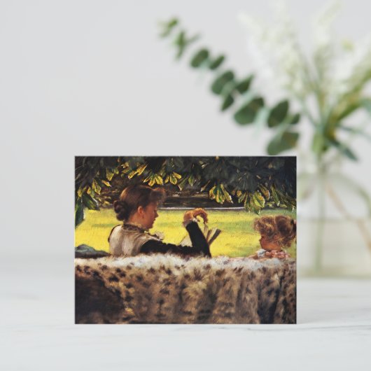 Moeder die haar kleine meisje leest briefkaart (Staand voorkant)