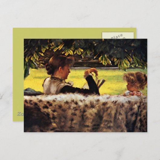 Moeder die haar kleine meisje leest briefkaart (Voorkant / Achterkant)