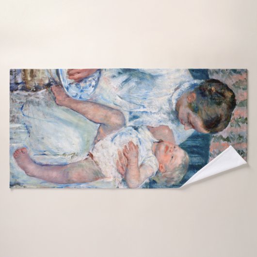 Moeder die haar slaperig kind, Cassatt, wil wassen Badhanddoek (Badhanddoek)