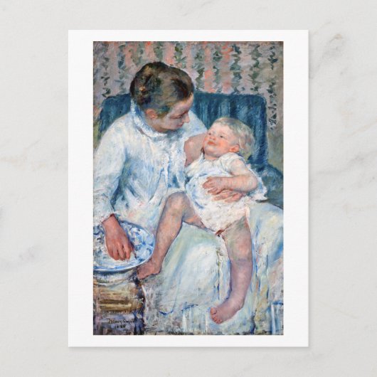 Moeder die haar slaperig kind, Cassatt, wil wassen Briefkaart (Voorkant)