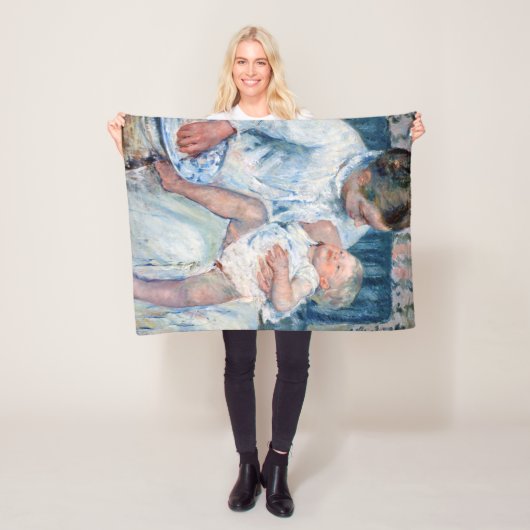 Moeder die haar slaperig kind, Cassatt, wil wassen Fleece Deken (In situ)