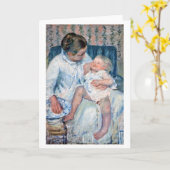 Moeder die haar slaperig kind, Cassatt, wil wassen Kaart (Gele Bloem)