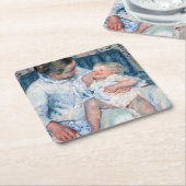 Moeder die haar slaperig kind, Cassatt, wil wassen Kartonnen Onderzetters (Schuin)