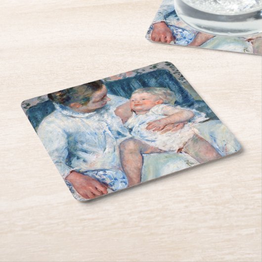 Moeder die haar slaperig kind, Cassatt, wil wassen Kartonnen Onderzetters (Schuin)