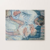 Moeder die haar slaperig kind wast legpuzzel (Horizontaal)