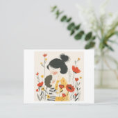 Moeder die haar zoon omhelst briefkaart (Staand voorkant)