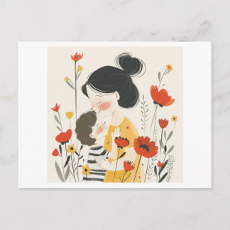 Moeder die haar zoon omhelst briefkaart