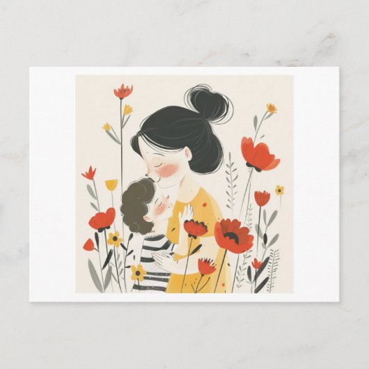Moeder die haar zoon omhelst briefkaart (Voorkant)