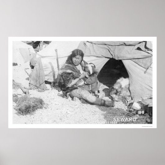Moeder die kinderen voedt Alaska 1907 Poster (Voorkant)