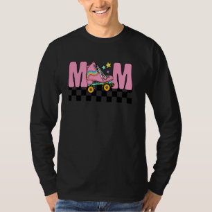 Moeder die naar de verjaardag rolschaatsfamilie ro t-shirt