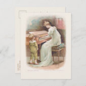  moeder die Piano speelt voor haar zoon Feestdagenkaart (Voorkant / Achterkant)