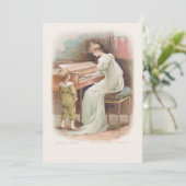  moeder die Piano speelt voor haar zoon Feestdagenkaart (Staand voorkant)