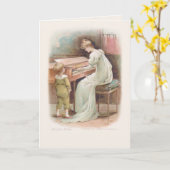 moeder die Piano speelt voor haar zoon Kaart (Gele Bloem)
