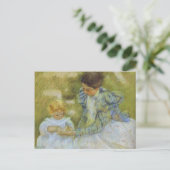 Moeder die speelt met haar kind. c.1897, Mary Cass Briefkaart (Staand voorkant)