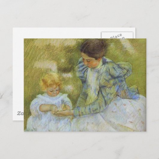 Moeder die speelt met haar kind. c.1897, Mary Cass Briefkaart (Voorkant / Achterkant)