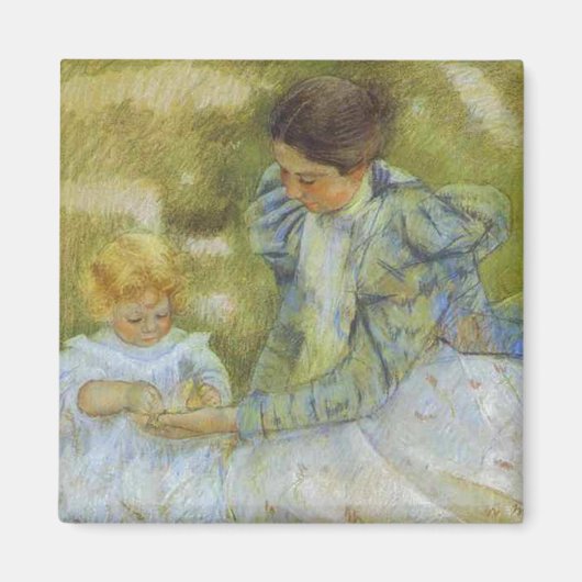 Moeder die speelt met haar kind. c.1897, Mary Cass Magneet (Voorkant)