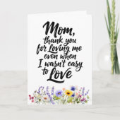 Moeder die van me houdt, zelfs als waterverf wild  kaart (Voorkant)