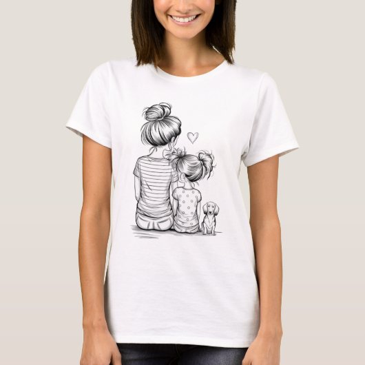 Moeder & Dochter A-Line Art Shirter Familie Bond T-shirt (Voorkant)