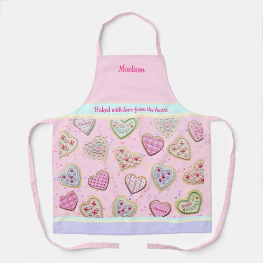 Moeder Dochter Aangepast hart Koekjes Pastel Apron Schort (Voorkant)