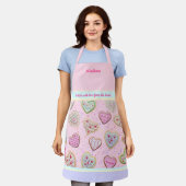 Moeder Dochter Aangepast hart Koekjes Pastel Apron Schort (Gedragen)