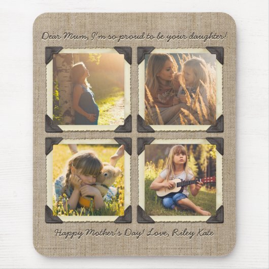 Moeder Dochter Aangepast Instagram Fotoraster Muismat (Voorkant)