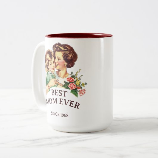 Moeder & Dochter Beste Mam Ooit Foto Tweekleurige Koffiemok (Voorkant links)