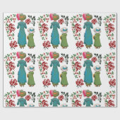 Moeder Dochter Duo Red Roses Floral Greenery Cadeaupapier (Vlak)