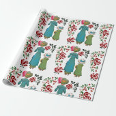 Moeder Dochter Duo Red Roses Floral Greenery Cadeaupapier (Uitgerold)