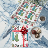 Moeder Dochter Duo Red Roses Floral Greenery Cadeaupapier