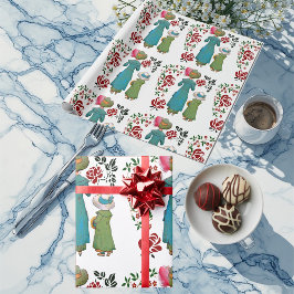 Moeder Dochter Duo Red Roses Floral Greenery Cadeaupapier