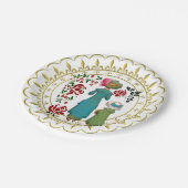 Moeder Dochter Duo Red Roses Floral Greenery Papieren Bordje (Gekanteld)