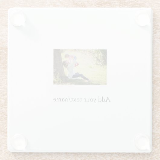 Moeder dochter familie foto naam toevoegen afbeeld glazen onderzetter (Achterkant)