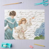 Moeder Dochter Frans Script Blue Flower  Tissuepapier (Craft)