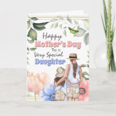 Moeder dochter illustratie anemoon bloemen kaart (Voorkant)