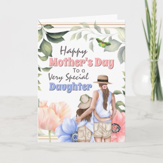 Moeder dochter illustratie anemoon bloemen kaart (Voorkant)