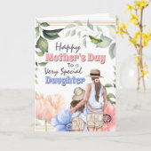 Moeder dochter illustratie anemoon bloemen kaart (Gele Bloem)