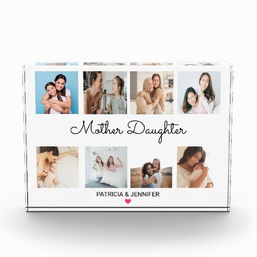 Moeder Dochter Kalligrafie | Aangepaste fotocollag Fotoblokken (Voorkant)