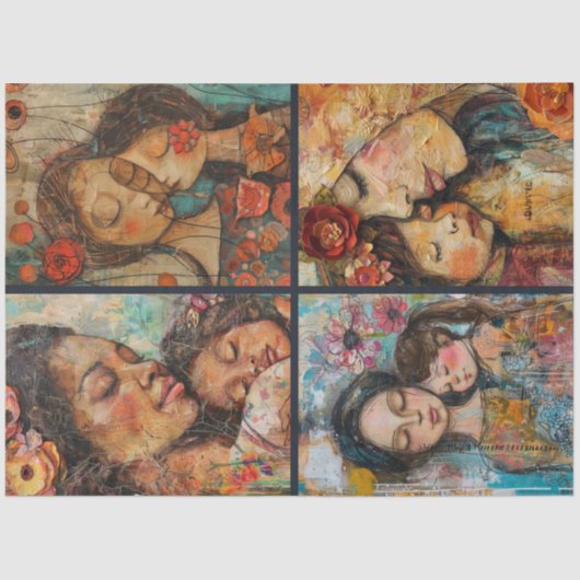 Moeder Dochter Kunstenaar Crafting Collage Decoupa Tissuepapier (Voorkant)