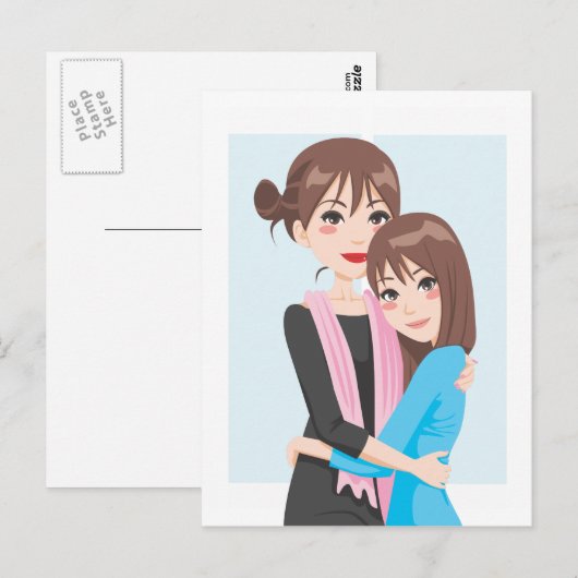 Moeder dochter liefde briefkaart (Voorkant / Achterkant)